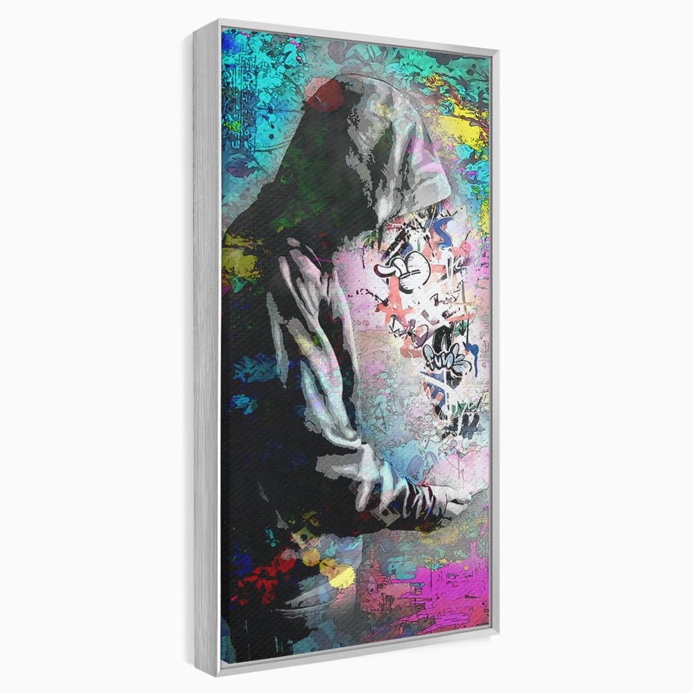 Tablou Canvas Premium LuxCanva® B1101, Grafitti Boy , Dormitor, Tanar, Baiat, Telefon, Mesaje, Living, Culori Vibrante