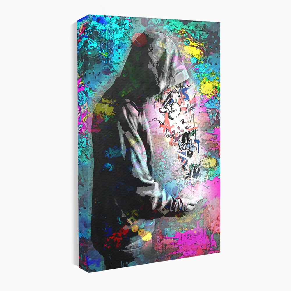 Tablou Canvas Premium LuxCanva® B1101, Grafitti Boy , Dormitor, Tanar, Baiat, Telefon, Mesaje, Living, Culori Vibrante