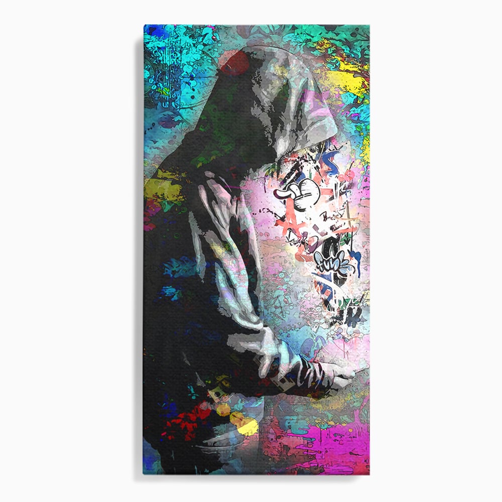Tablou Canvas Premium LuxCanva® B1101, Grafitti Boy , Dormitor, Tanar, Baiat, Telefon, Mesaje, Living, Culori Vibrante