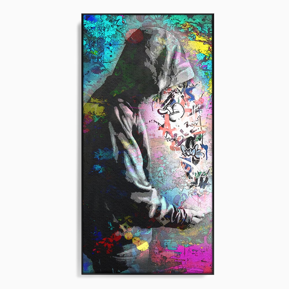 Tablou Canvas Premium LuxCanva® B1101, Grafitti Boy , Dormitor, Tanar, Baiat, Telefon, Mesaje, Living, Culori Vibrante
