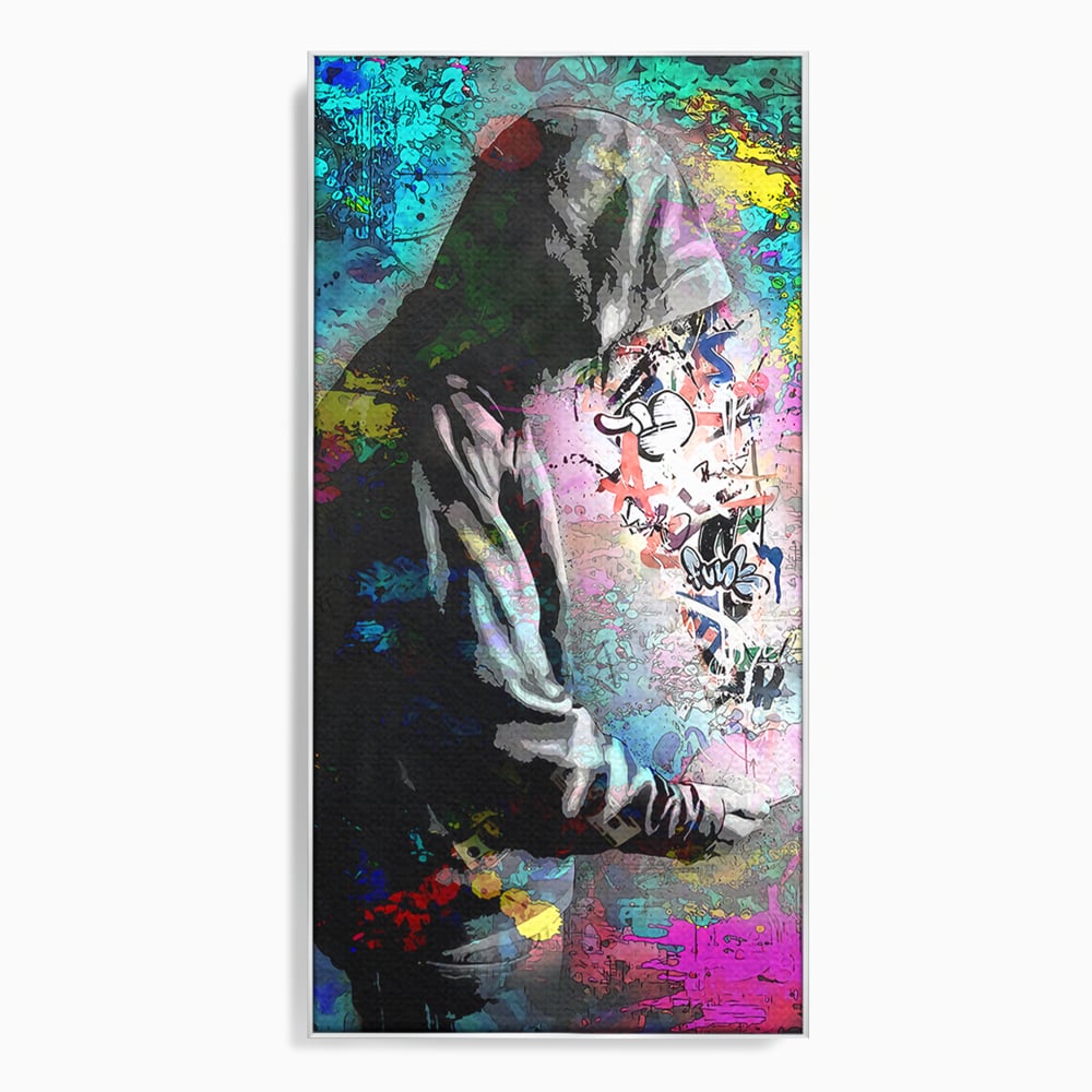 Tablou Canvas Premium LuxCanva® B1101, Grafitti Boy , Dormitor, Tanar, Baiat, Telefon, Mesaje, Living, Culori Vibrante