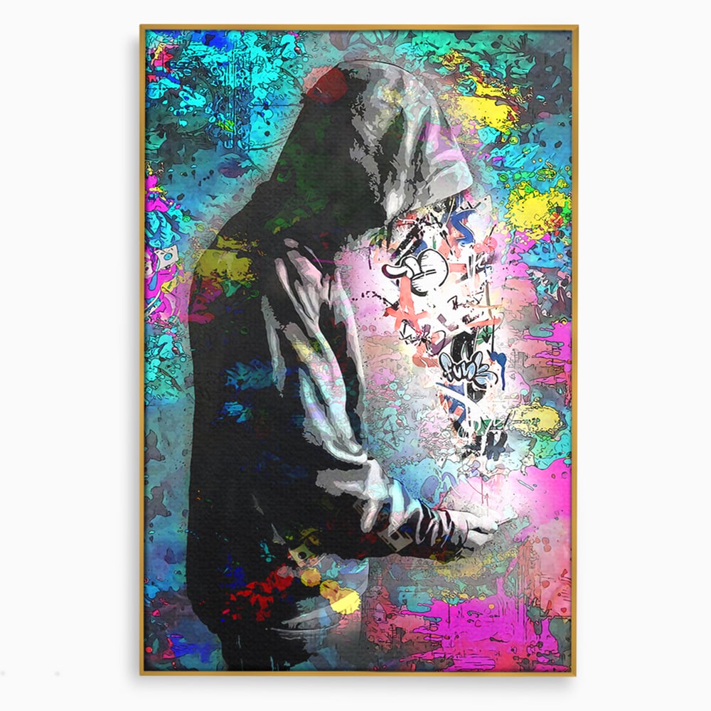 Tablou Canvas Premium LuxCanva® B1101, Grafitti Boy , Dormitor, Tanar, Baiat, Telefon, Mesaje, Living, Culori Vibrante