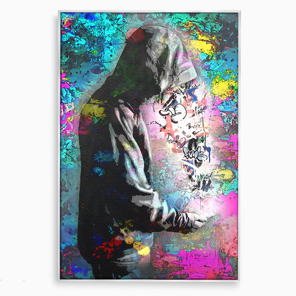 Tablou Canvas Premium LuxCanva® B1101, Grafitti Boy , Dormitor, Tanar, Baiat, Telefon, Mesaje, Living, Culori Vibrante