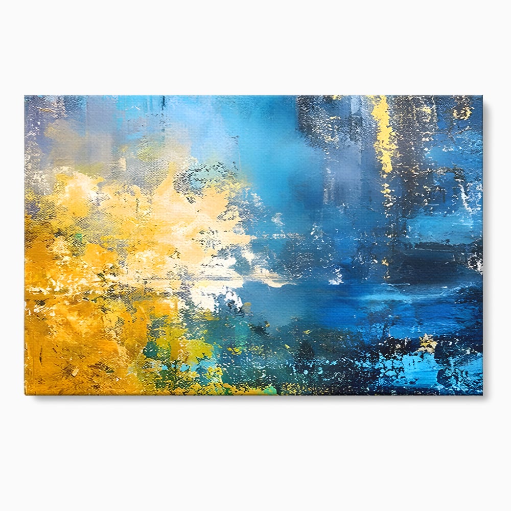 Tablou Canvas Premium LuxCanva® B1104, Mare Abstracta , Living, Liniste, Foite Aurii, Albastru, Decor, Mare, Apa, Culori Vibrante