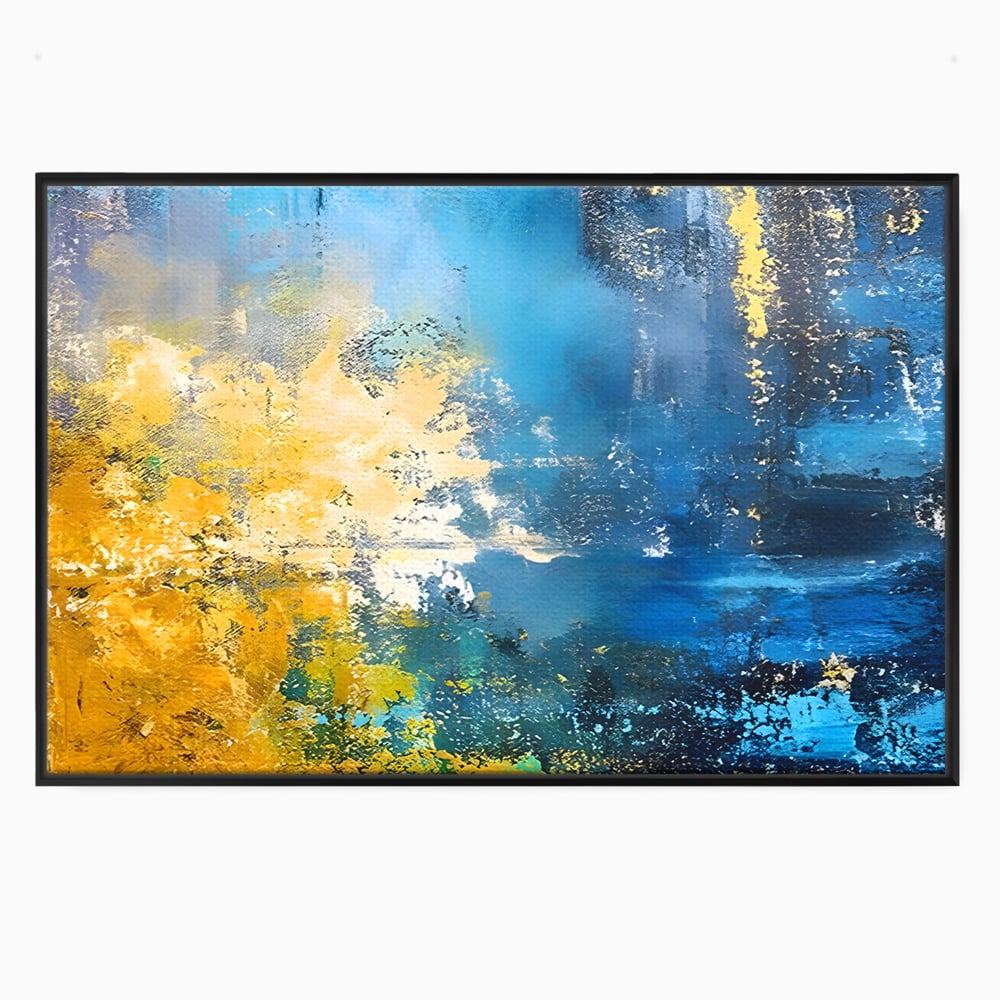 Tablou Canvas Premium LuxCanva® B1104, Mare Abstracta , Living, Liniste, Foite Aurii, Albastru, Decor, Mare, Apa, Culori Vibrante