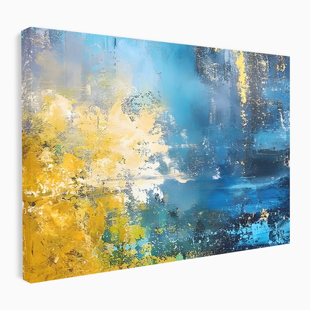 Tablou Canvas Premium LuxCanva® B1104, Mare Abstracta , Living, Liniste, Foite Aurii, Albastru, Decor, Mare, Apa, Culori Vibrante