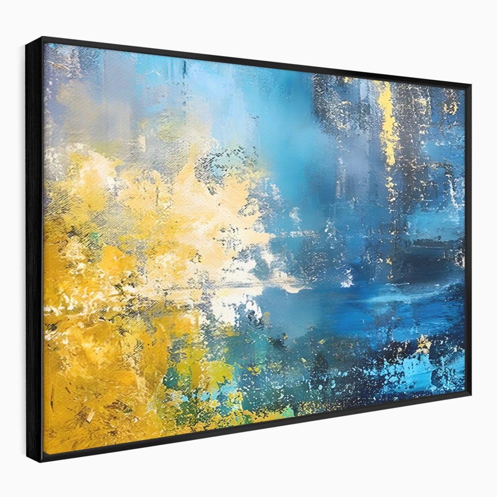 Tablou Canvas Premium LuxCanva® B1104, Mare Abstracta , Living, Liniste, Foite Aurii, Albastru, Decor, Mare, Apa, Culori Vibrante