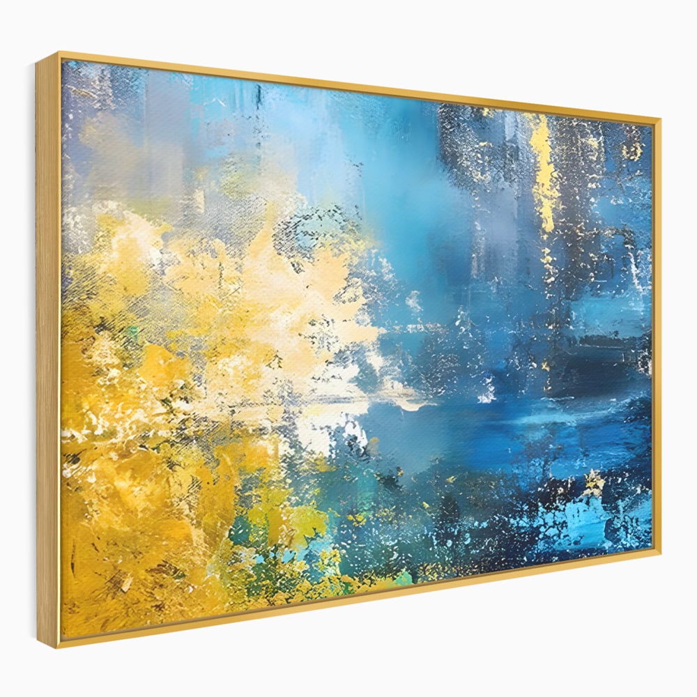 Tablou Canvas Premium LuxCanva® B1104, Mare Abstracta , Living, Liniste, Foite Aurii, Albastru, Decor, Mare, Apa, Culori Vibrante