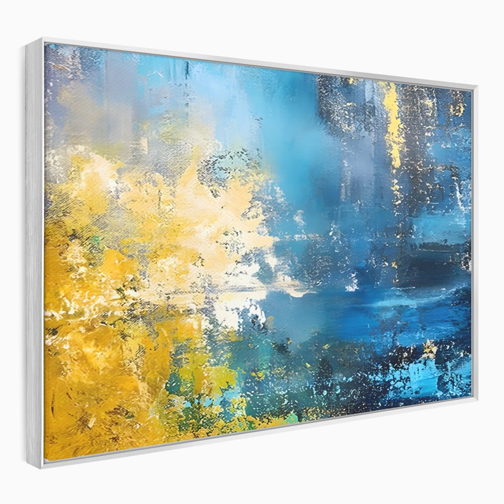 Tablou Canvas Premium LuxCanva® B1104, Mare Abstracta , Living, Liniste, Foite Aurii, Albastru, Decor, Mare, Apa, Culori Vibrante