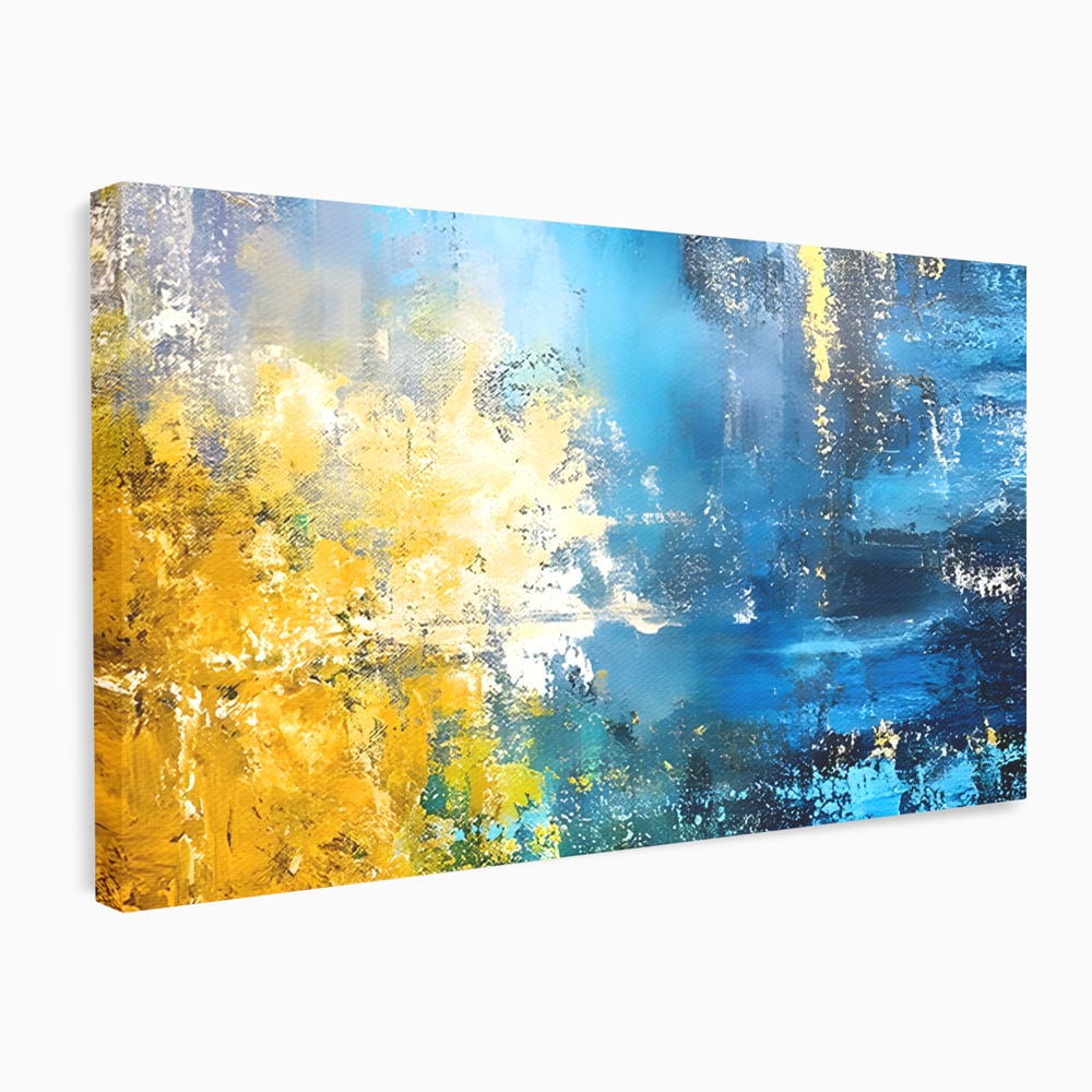 Tablou Canvas Premium LuxCanva® B1104, Mare Abstracta , Living, Liniste, Foite Aurii, Albastru, Decor, Mare, Apa, Culori Vibrante