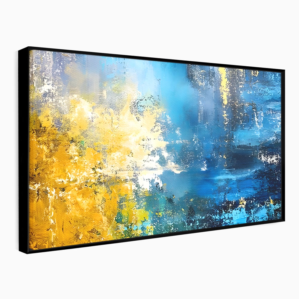 Tablou Canvas Premium LuxCanva® B1104, Mare Abstracta , Living, Liniste, Foite Aurii, Albastru, Decor, Mare, Apa, Culori Vibrante