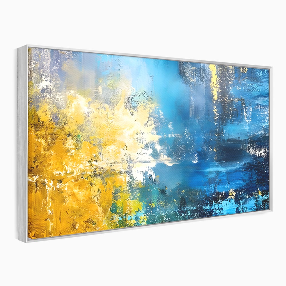 Tablou Canvas Premium LuxCanva® B1104, Mare Abstracta , Living, Liniste, Foite Aurii, Albastru, Decor, Mare, Apa, Culori Vibrante