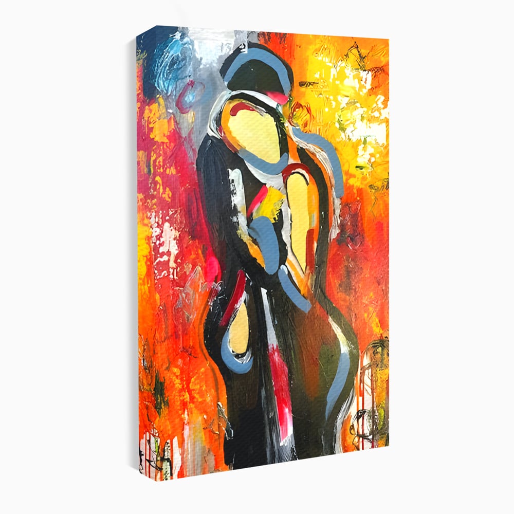 Tablou Canvas Premium LuxCanva® B1105, Iubire Pasionala , Living, Amor, El, Ea, Dragoste, Imbratisare, Cuplu, Indragostiti, Dormitor, Culori Vibrante