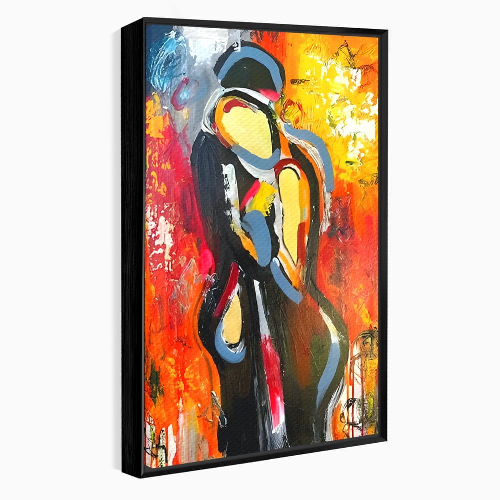 Tablou Canvas Premium LuxCanva® B1105, Iubire Pasionala , Living, Amor, El, Ea, Dragoste, Imbratisare, Cuplu, Indragostiti, Dormitor, Culori Vibrante