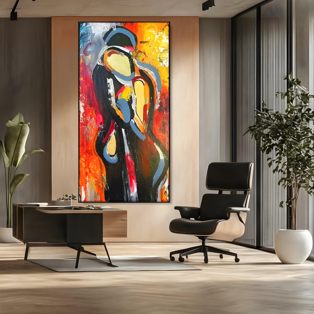 Tablou Canvas Premium LuxCanva® B1105, Iubire Pasionala , Living, Amor, El, Ea, Dragoste, Imbratisare, Cuplu, Indragostiti, Dormitor, Culori Vibrante