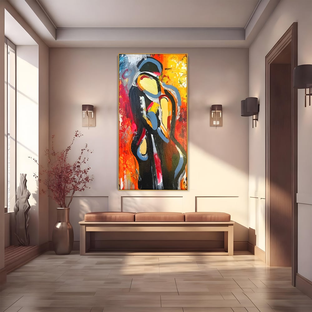 Tablou Canvas Premium LuxCanva® B1105, Iubire Pasionala , Living, Amor, El, Ea, Dragoste, Imbratisare, Cuplu, Indragostiti, Dormitor, Culori Vibrante