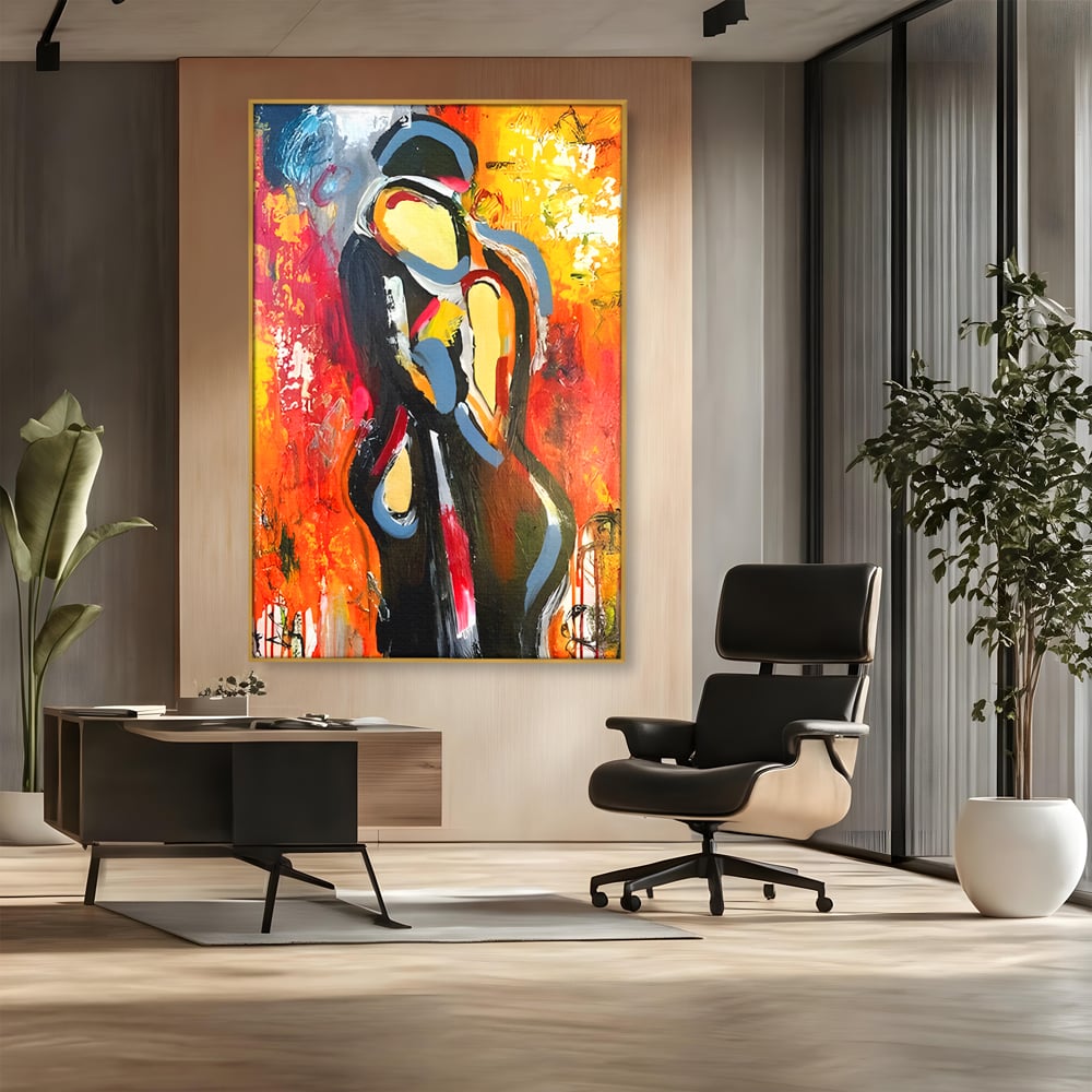 Tablou Canvas Premium LuxCanva® B1105, Iubire Pasionala , Living, Amor, El, Ea, Dragoste, Imbratisare, Cuplu, Indragostiti, Dormitor, Culori Vibrante