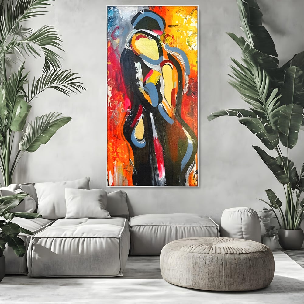 Tablou Canvas Premium LuxCanva® B1105, Iubire Pasionala , Living, Amor, El, Ea, Dragoste, Imbratisare, Cuplu, Indragostiti, Dormitor, Culori Vibrante