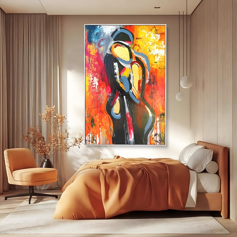 Tablou Canvas Premium LuxCanva® B1105, Iubire Pasionala , Living, Amor, El, Ea, Dragoste, Imbratisare, Cuplu, Indragostiti, Dormitor, Culori Vibrante