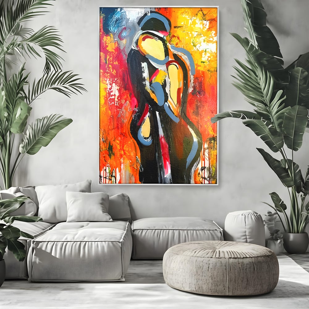 Tablou Canvas Premium LuxCanva® B1105, Iubire Pasionala , Living, Amor, El, Ea, Dragoste, Imbratisare, Cuplu, Indragostiti, Dormitor, Culori Vibrante