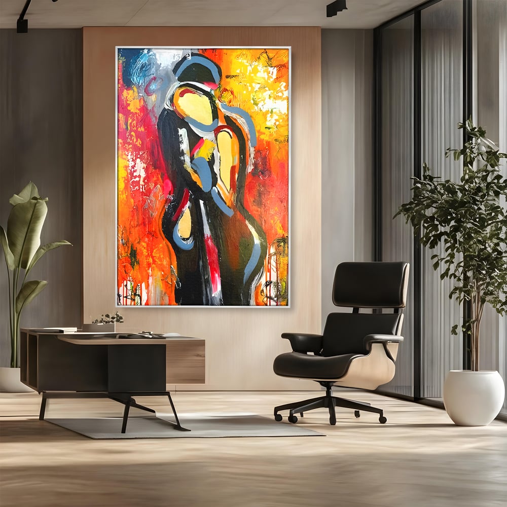 Tablou Canvas Premium LuxCanva® B1105, Iubire Pasionala , Living, Amor, El, Ea, Dragoste, Imbratisare, Cuplu, Indragostiti, Dormitor, Culori Vibrante