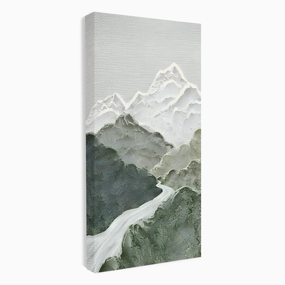 Tablou Canvas Premium LuxCanva® B1107, Green Mountains , Living, Decorativ, Abstract, Munti, Alb, Verde, Natura, Colorat