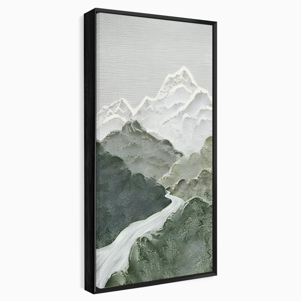 Tablou Canvas Premium LuxCanva® B1107, Green Mountains , Living, Decorativ, Abstract, Munti, Alb, Verde, Natura, Colorat