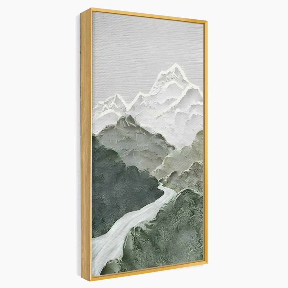 Tablou Canvas Premium LuxCanva® B1107, Green Mountains , Living, Decorativ, Abstract, Munti, Alb, Verde, Natura, Colorat