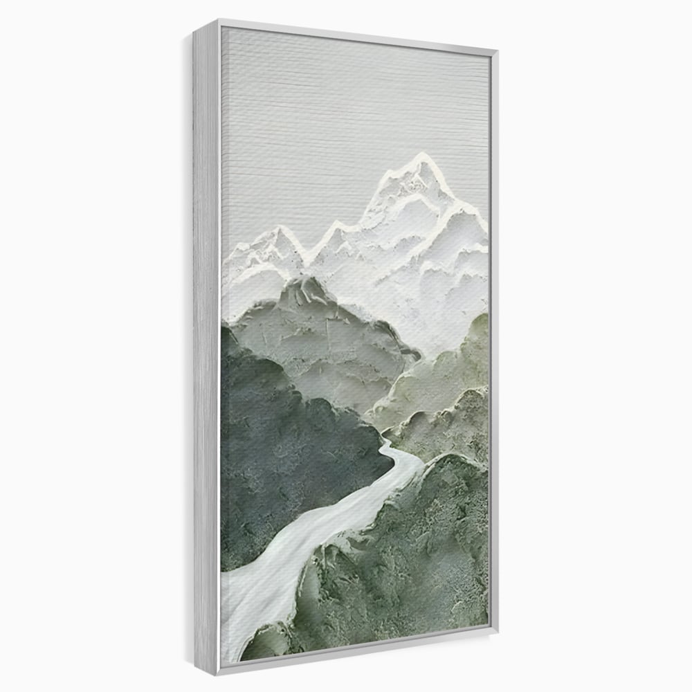 Tablou Canvas Premium LuxCanva® B1107, Green Mountains , Living, Decorativ, Abstract, Munti, Alb, Verde, Natura, Colorat
