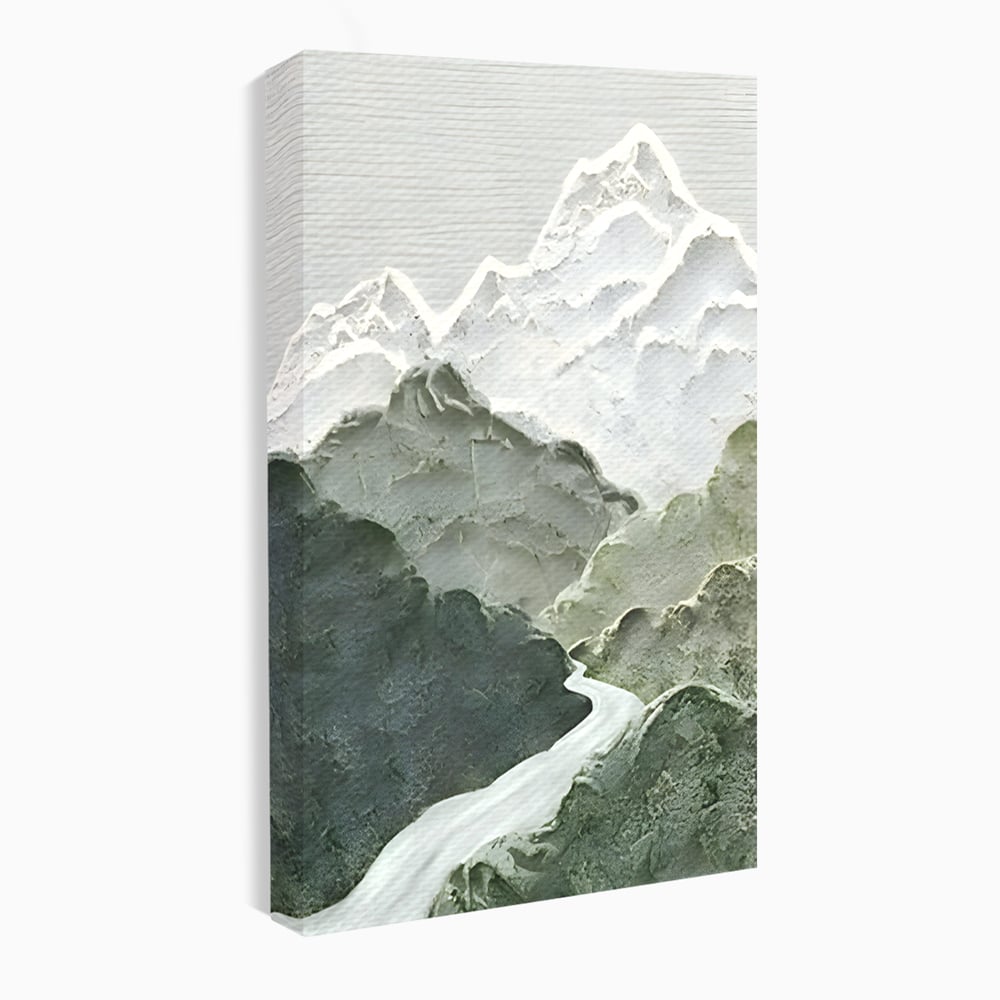 Tablou Canvas Premium LuxCanva® B1107, Green Mountains , Living, Decorativ, Abstract, Munti, Alb, Verde, Natura, Colorat