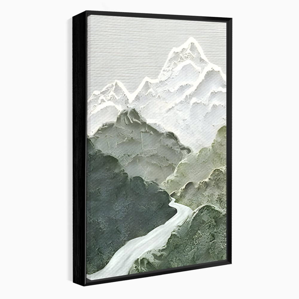 Tablou Canvas Premium LuxCanva® B1107, Green Mountains , Living, Decorativ, Abstract, Munti, Alb, Verde, Natura, Colorat