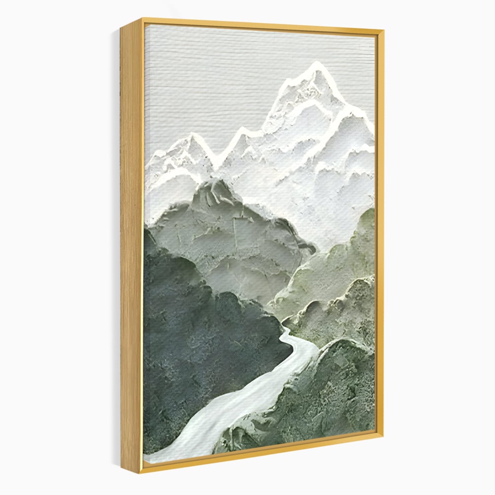 Tablou Canvas Premium LuxCanva® B1107, Green Mountains , Living, Decorativ, Abstract, Munti, Alb, Verde, Natura, Colorat