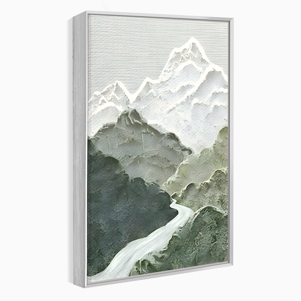 Tablou Canvas Premium LuxCanva® B1107, Green Mountains , Living, Decorativ, Abstract, Munti, Alb, Verde, Natura, Colorat