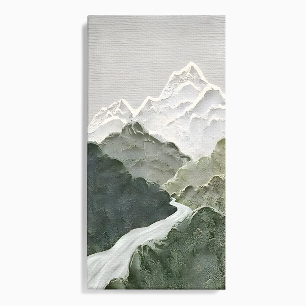 Tablou Canvas Premium LuxCanva® B1107, Green Mountains , Living, Decorativ, Abstract, Munti, Alb, Verde, Natura, Colorat