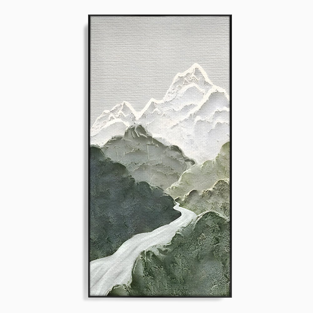 Tablou Canvas Premium LuxCanva® B1107, Green Mountains , Living, Decorativ, Abstract, Munti, Alb, Verde, Natura, Colorat