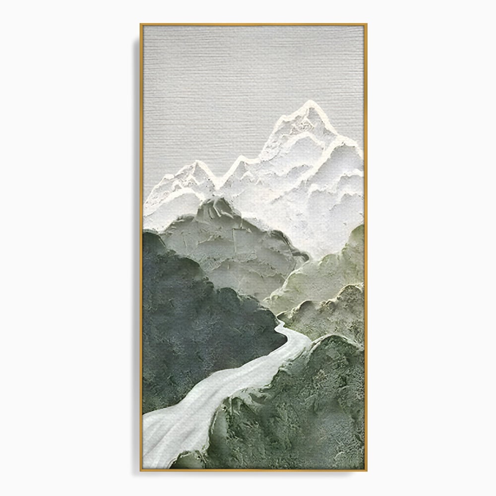 Tablou Canvas Premium LuxCanva® B1107, Green Mountains , Living, Decorativ, Abstract, Munti, Alb, Verde, Natura, Colorat
