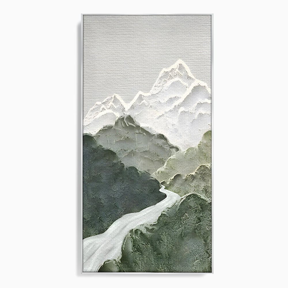 Tablou Canvas Premium LuxCanva® B1107, Green Mountains , Living, Decorativ, Abstract, Munti, Alb, Verde, Natura, Colorat