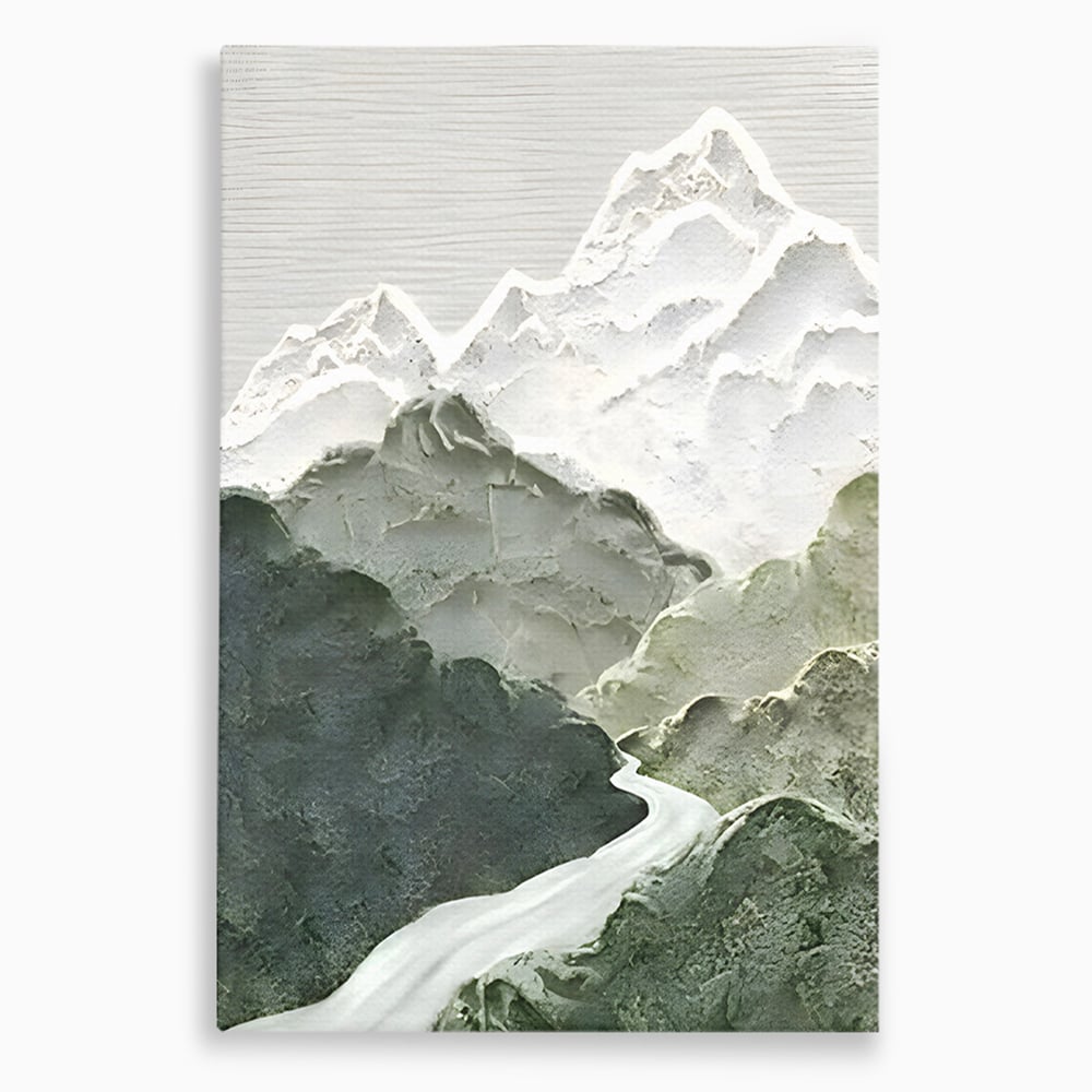 Tablou Canvas Premium LuxCanva® B1107, Green Mountains , Living, Decorativ, Abstract, Munti, Alb, Verde, Natura, Colorat