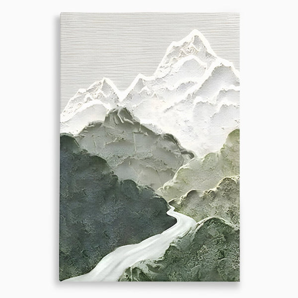 Tablou Canvas Premium LuxCanva® B1107, Green Mountains , Living, Decorativ, Abstract, Munti, Alb, Verde, Natura, Colorat