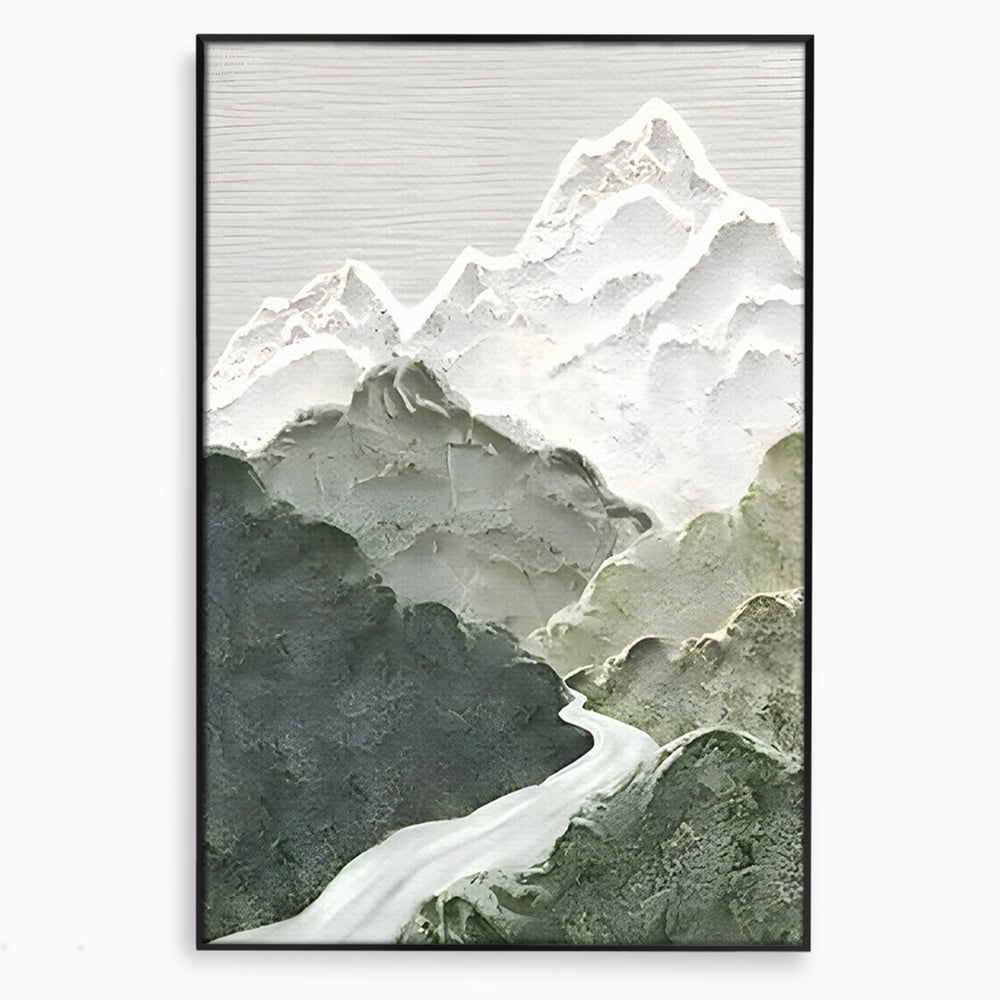 Tablou Canvas Premium LuxCanva® B1107, Green Mountains , Living, Decorativ, Abstract, Munti, Alb, Verde, Natura, Colorat