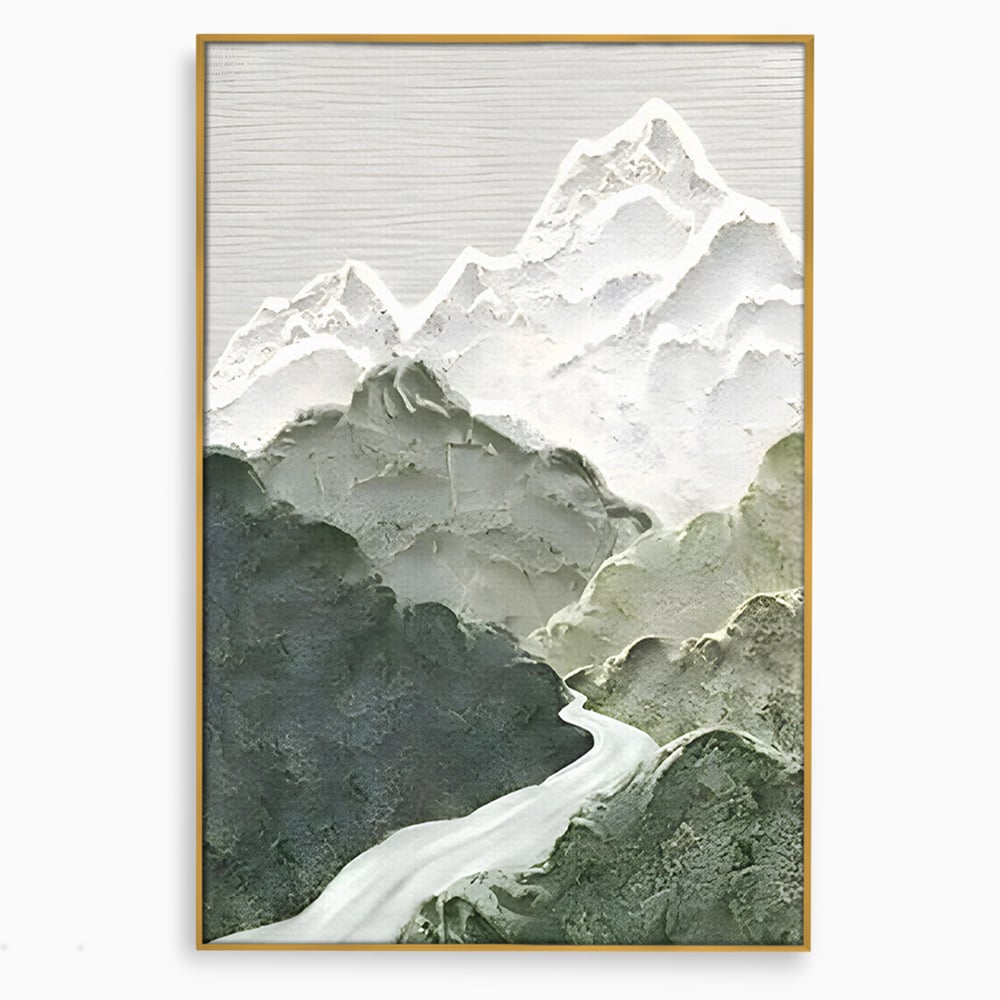 Tablou Canvas Premium LuxCanva® B1107, Green Mountains , Living, Decorativ, Abstract, Munti, Alb, Verde, Natura, Colorat