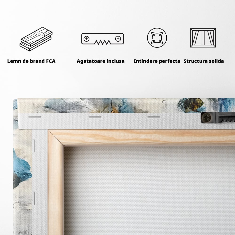 Tablou Canvas Premium LuxCanva® B1108, Albastre Flori , Culori, Living, Flori, Albastru, Buchet, Dormitor, Relaxare, Culori Vibrante