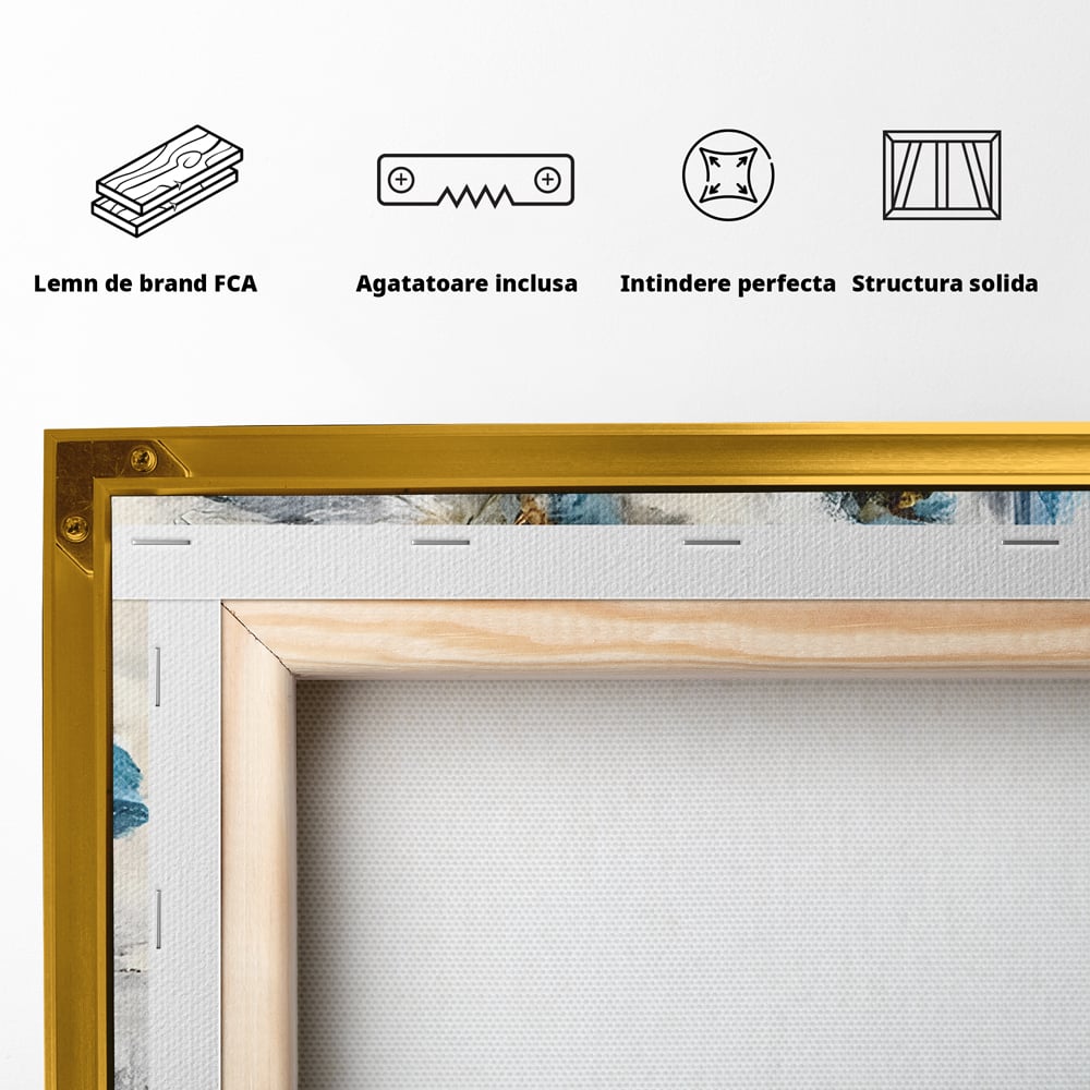 Tablou Canvas Premium LuxCanva® B1108, Albastre Flori , Culori, Living, Flori, Albastru, Buchet, Dormitor, Relaxare, Culori Vibrante