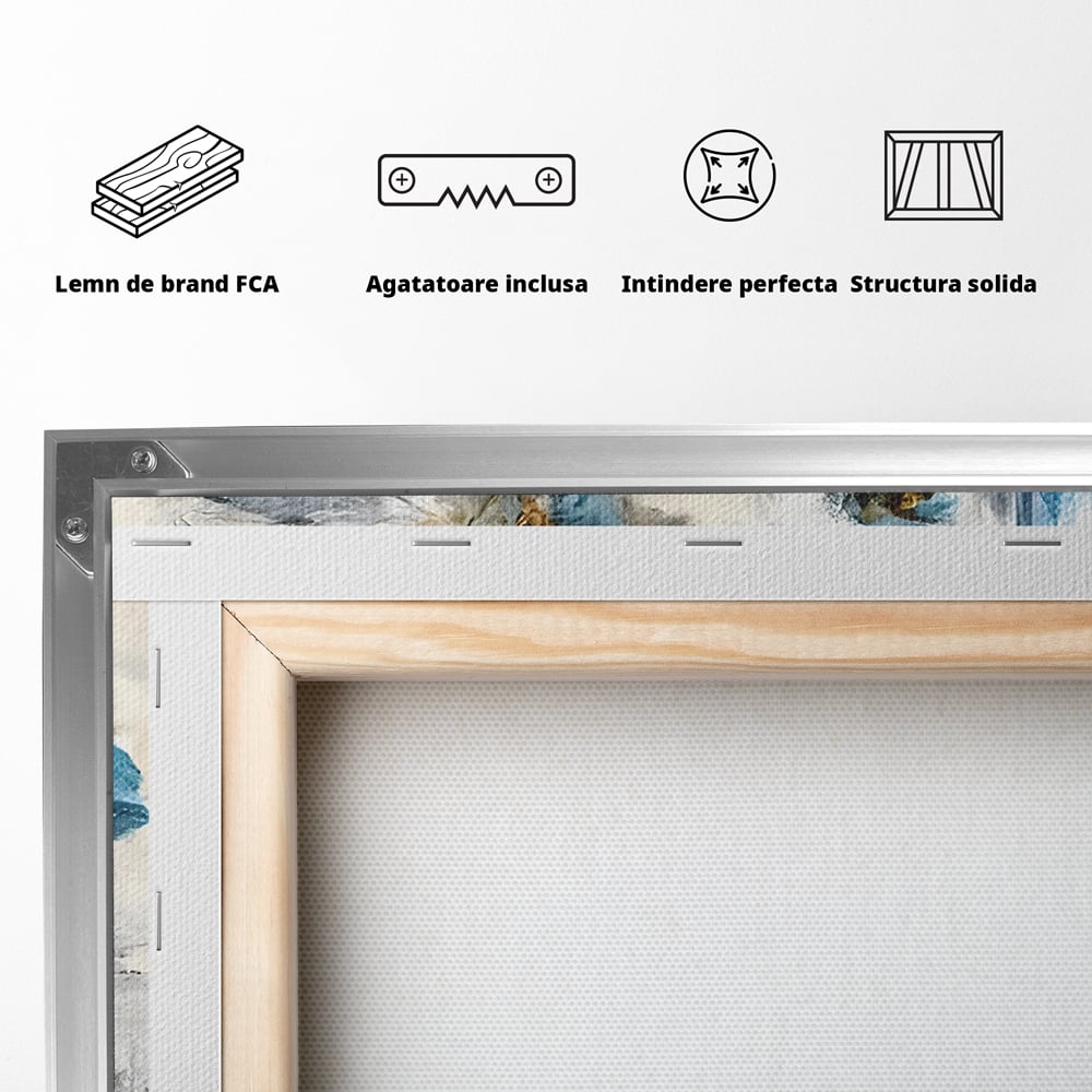 Tablou Canvas Premium LuxCanva® B1108, Albastre Flori , Culori, Living, Flori, Albastru, Buchet, Dormitor, Relaxare, Culori Vibrante