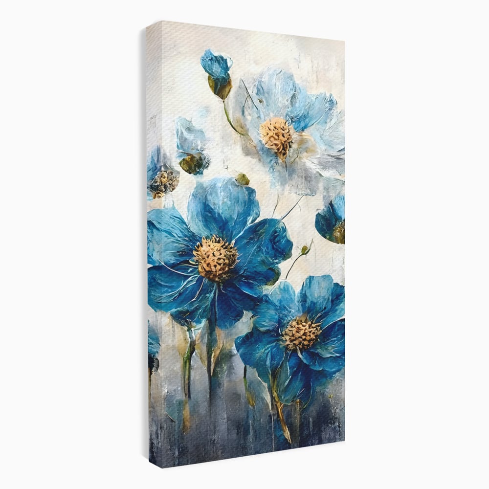 Tablou Canvas Premium LuxCanva® B1108, Albastre Flori , Culori, Living, Flori, Albastru, Buchet, Dormitor, Relaxare, Culori Vibrante