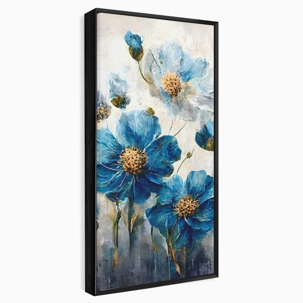 Tablou Canvas Premium LuxCanva® B1108, Albastre Flori , Culori, Living, Flori, Albastru, Buchet, Dormitor, Relaxare, Culori Vibrante