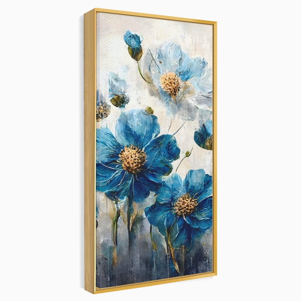 Tablou Canvas Premium LuxCanva® B1108, Albastre Flori , Culori, Living, Flori, Albastru, Buchet, Dormitor, Relaxare, Culori Vibrante