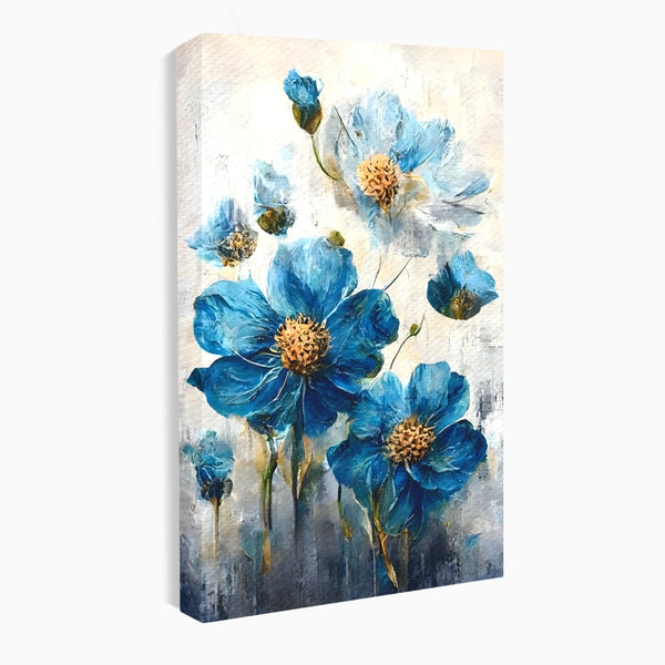 Tablou Canvas Premium LuxCanva® B1108, Albastre Flori , Culori, Living, Flori, Albastru, Buchet, Dormitor, Relaxare, Culori Vibrante