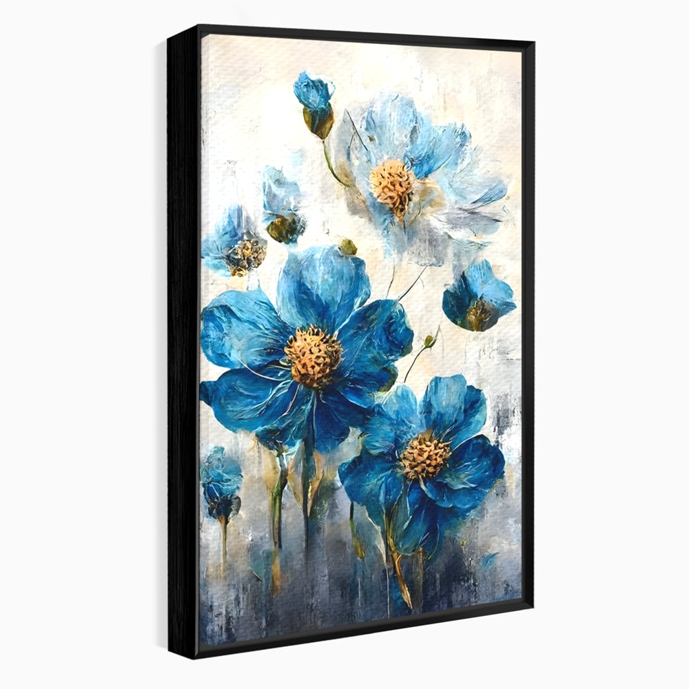 Tablou Canvas Premium LuxCanva® B1108, Albastre Flori , Culori, Living, Flori, Albastru, Buchet, Dormitor, Relaxare, Culori Vibrante