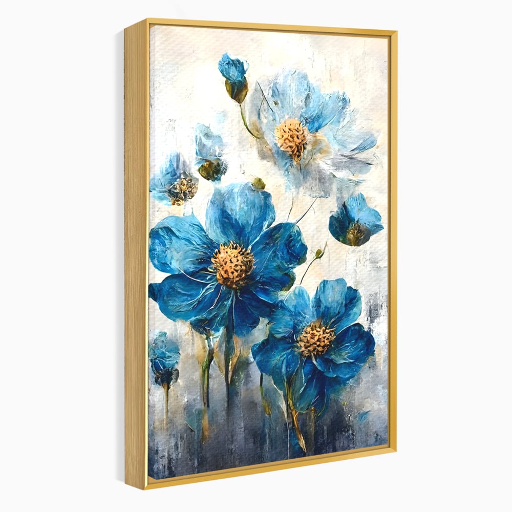 Tablou Canvas Premium LuxCanva® B1108, Albastre Flori , Culori, Living, Flori, Albastru, Buchet, Dormitor, Relaxare, Culori Vibrante